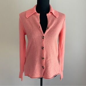 Free People Paloma Cashmere Cardigan Button Up Sweater Orange Grapefruit